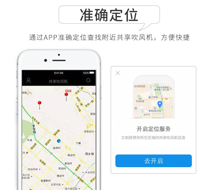 共享吹風機的功能-準確定位