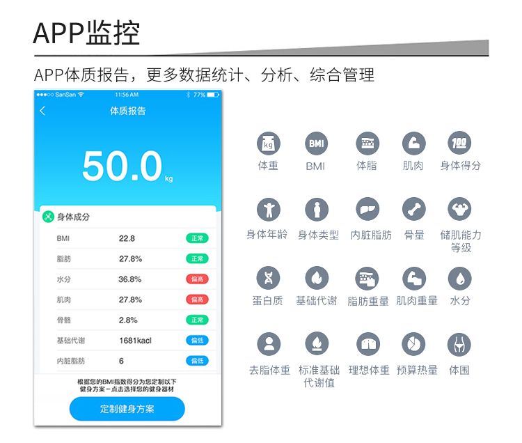 智能體脂秤功能-APP監控